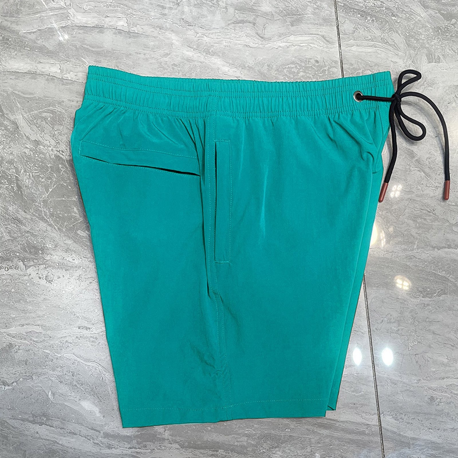 thumbnail image 5 of Pantalones de playa de nylon elástico en 4 direcciones para hombre - Pantalones cortos de baño holgados de talla grande con bolsillos - Cintura elástica transpirable para resorts costeros, 5 of 7